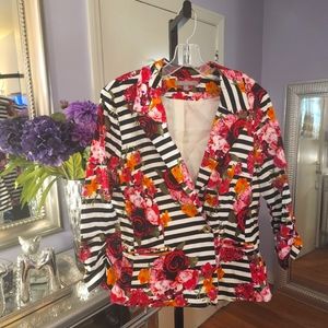Floral and striped blazer